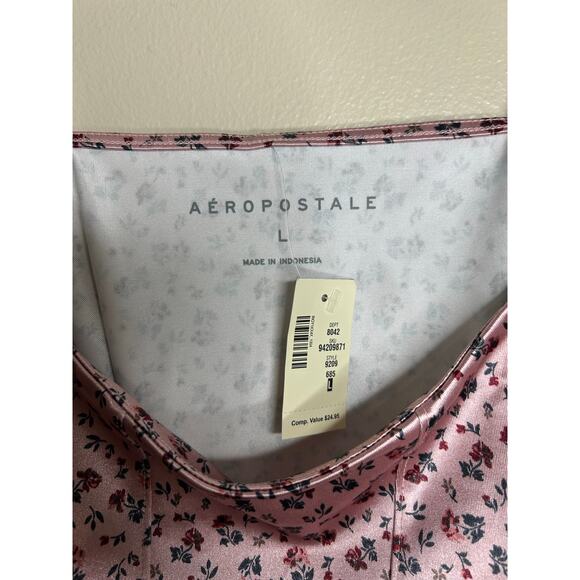 NWT Women’s Size Large Aeropostale Pink Floral Satin Cropped Corset Tank Top - Picture 2 of 3